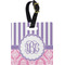 Pink & Purple Damask Personalized Square Luggage Tag