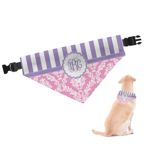Custom Pink & Purple Damask Dog Bandana - XLarge (Personalized)