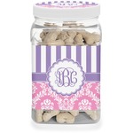 Pink & Purple Damask Dog Treat Jar (Personalized)