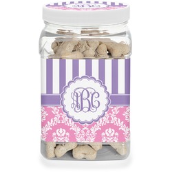 Pink & Purple Damask Dog Treat Jar (Personalized)