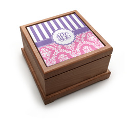 Pink & Purple Damask Pet Urn w/ Monogram