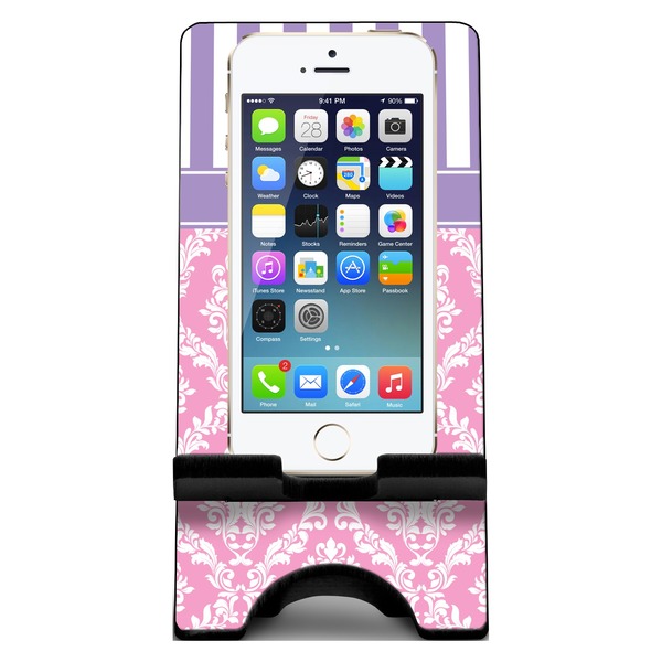 Pink & Purple Damask Phone Stand w/ Phone