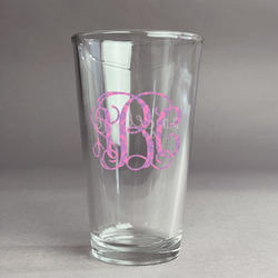 Pink & Purple Damask Pint Glass - Full Color Logo (Personalized)