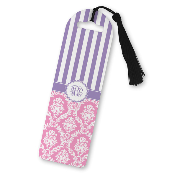 Custom Pink & Purple Damask Plastic Bookmark (Personalized)