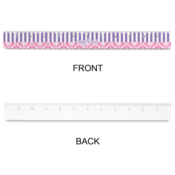 Pink & Purple Damask Plastic Ruler - 12" - APPROVAL