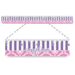 Pink & Purple Damask Plastic Ruler - 12" (Personalized)