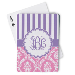 Pink & Purple Damask Playing Cards (Personalized)
