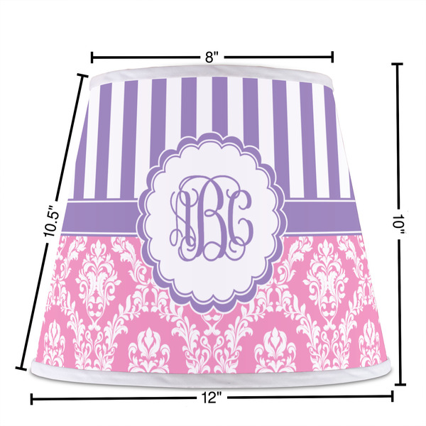 Pink & Purple Damask Poly Film Empire Lampshade - Dimensions