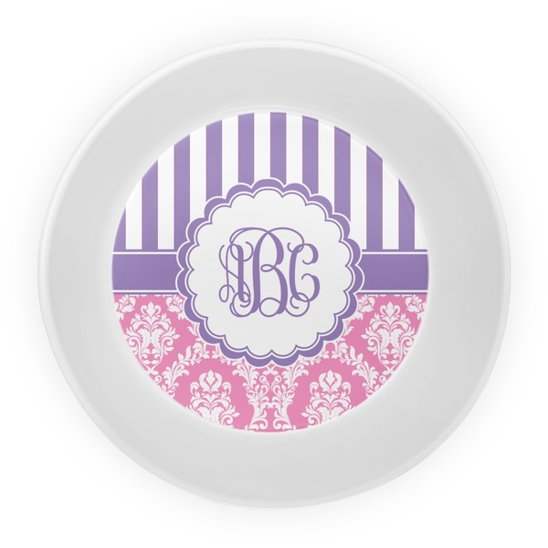 Pink & Purple Damask Melamine Bowl - Center