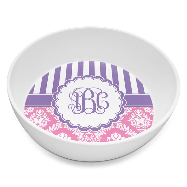 Custom Pink & Purple Damask Melamine Bowl - 8 oz (Personalized)