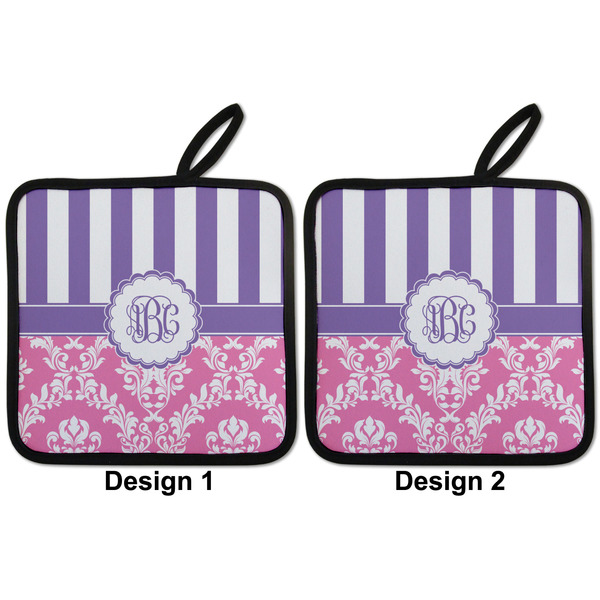 Pink & Purple Damask Pot Holders - Set of 2 APPROVAL