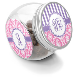 Pink & Purple Damask Puppy Treat Jar (Personalized)