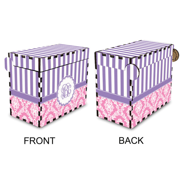 Pink & Purple Damask Recipe Box - Full Color - Approval