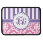 Pink & Purple Damask Iron On Rectangle Patch w/ Monogram