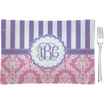 Pink & Purple Damask Rectangular Glass Appetizer / Dessert Plate - Single or Set (Personalized)