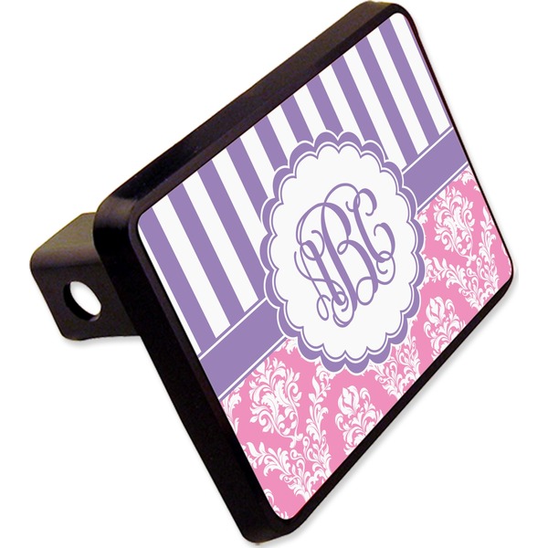 Custom Pink & Purple Damask Rectangular Trailer Hitch Cover - 2" (Personalized)