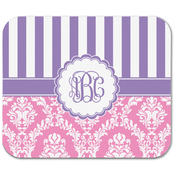 Pink & Purple Damask Rectangular Mouse Pad - APPROVAL