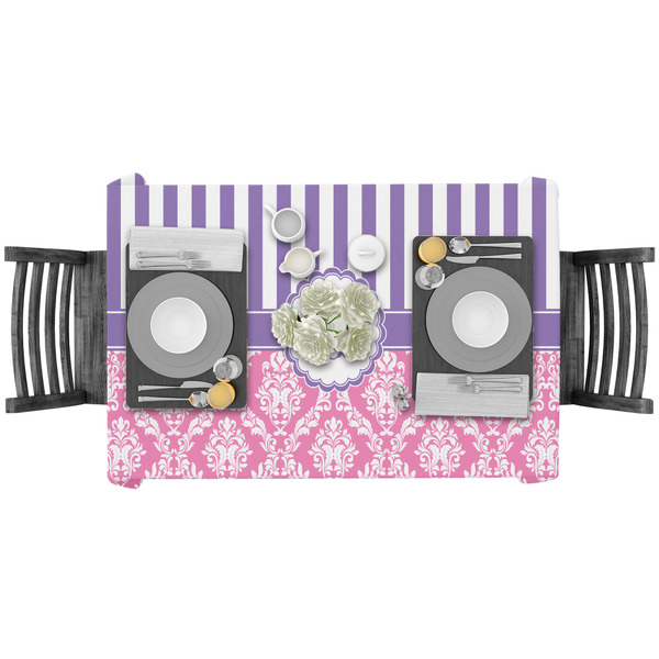 Pink & Purple Damask Rectangular Tablecloths - LIFESTYLE