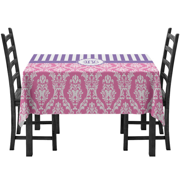 Custom Pink & Purple Damask Tablecloth (Personalized)