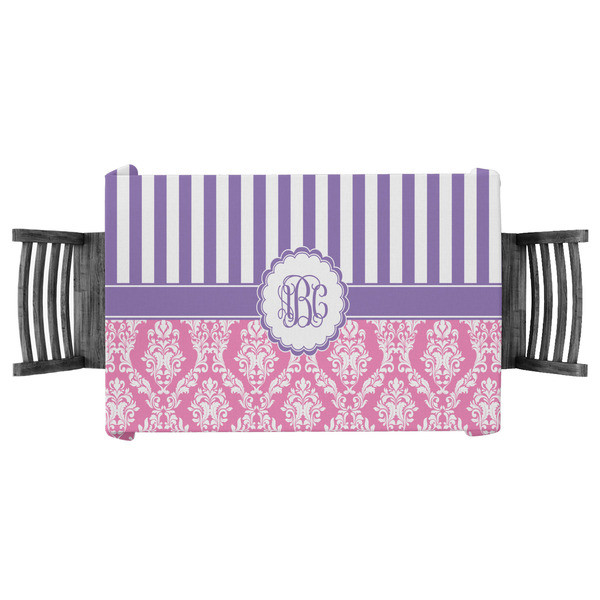 Custom Pink & Purple Damask Tablecloth - 58"x58" (Personalized)