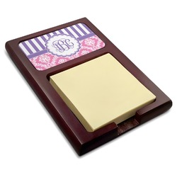 Pink & Purple Damask Red Mahogany Sticky Note Holder (Personalized)