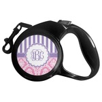 Pink & Purple Damask Retractable Dog Leash (Personalized)