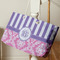 Pink & Purple Damask Large Rope Tote - Life Style