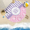 Pink & Purple Damask Round Beach Towel Lifestyle