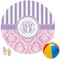 Pink & Purple Damask Round Beach Towel (Personalized)