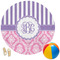 Pink & Purple Damask Round Beach Towel (Personalized)