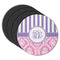 Pink & Purple Damask Round Rubber Backed Coasters - Set of 4 (Personalized)