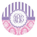 Pink & Purple Damask Round Decal - XLarge (Personalized)