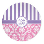 Pink & Purple Damask 5' Round Indoor Area Rug (Personalized)