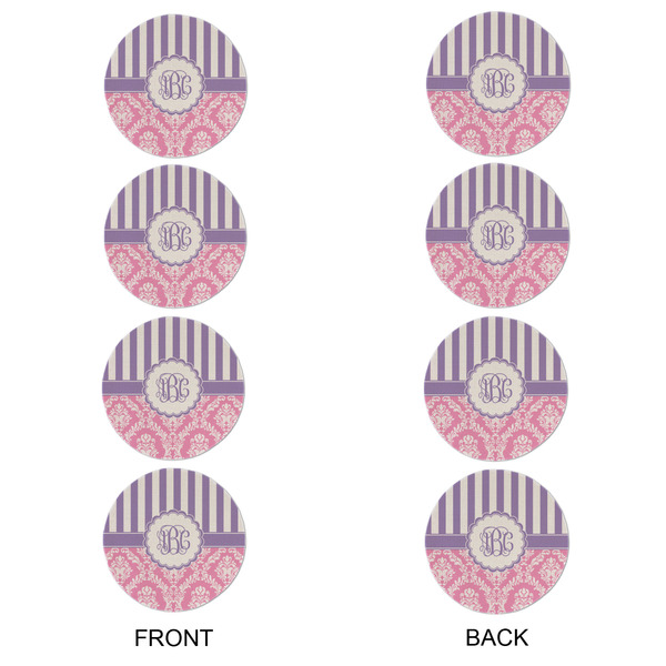 Pink & Purple Damask Round Linen Placemats - APPROVAL Set of 4 (double sided)