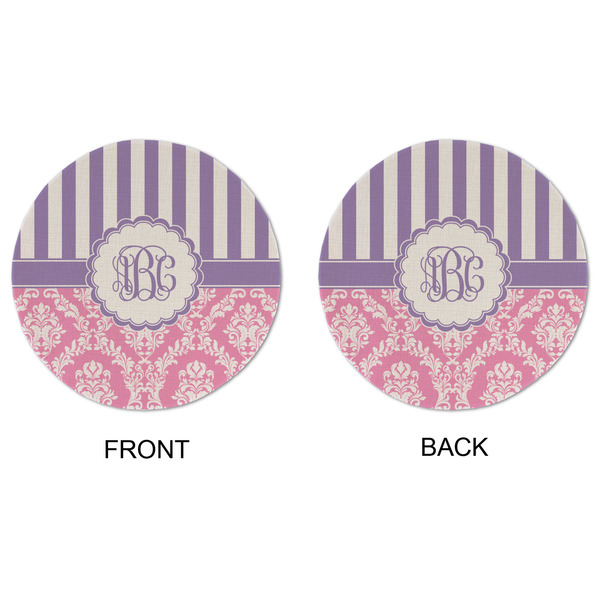 Pink & Purple Damask Round Linen Placemats - APPROVAL (double sided)