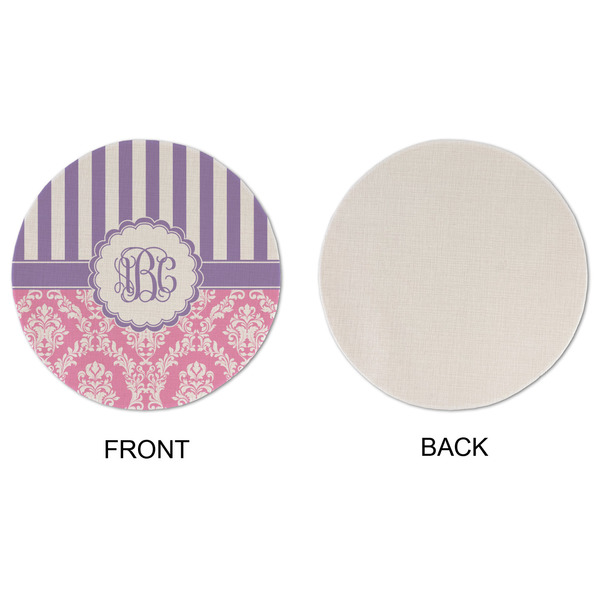 Pink & Purple Damask Round Linen Placemats - APPROVAL (single sided)