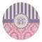 Pink & Purple Damask Round Linen Placemat (Personalized)