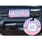 Pink & Purple Damask Round Luggage Tag & Handle Wrap - In Context