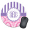 Pink & Purple Damask Round Mouse Pad