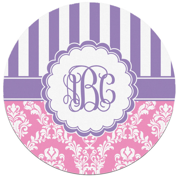 Pink & Purple Damask Round Mousepad - APPROVAL