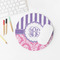 Pink & Purple Damask Round Mousepad - LIFESTYLE 2