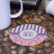 Pink & Purple Damask Round Paper Coaster - Front