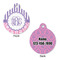 Pink & Purple Damask Round Pet ID Tag - Large - Approval
