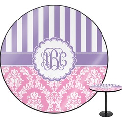 Pink & Purple Damask Round Table (Personalized)