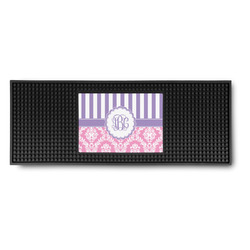 Pink & Purple Damask Rubber Bar Mat (Personalized)