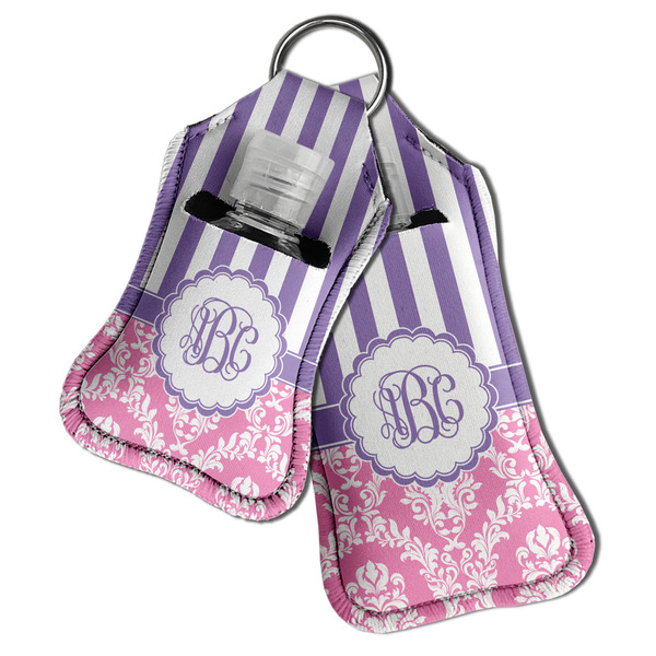 Pink & Purple Damask Sanitizer Holder Keychain - Both in Case (PARENT)