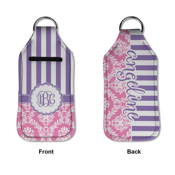 Pink & Purple Damask Sanitizer Holder Keychain - Large APPROVAL (Flat)