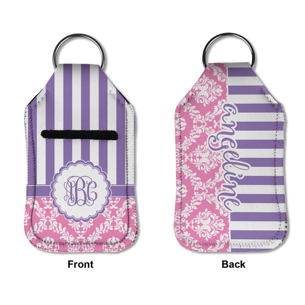 Pink & Purple Damask Sanitizer Holder Keychain - Small APPROVAL (Flat)