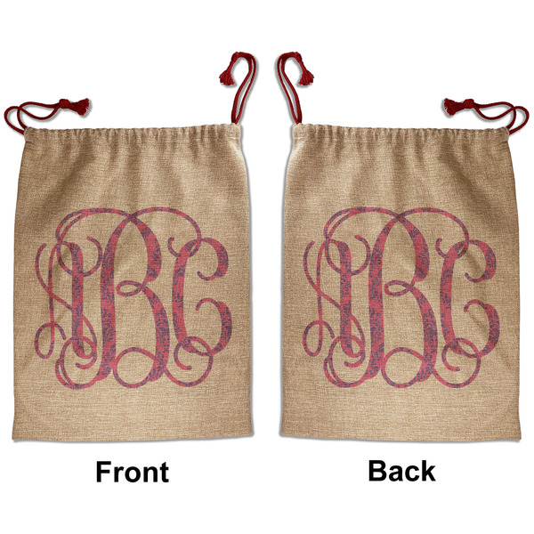 Pink & Purple Damask Santa Bag - Front and Back