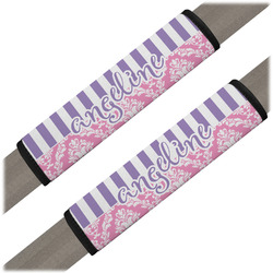 Pink & Purple Damask Seat Belt Covers (Set of 2) (Personalized)
